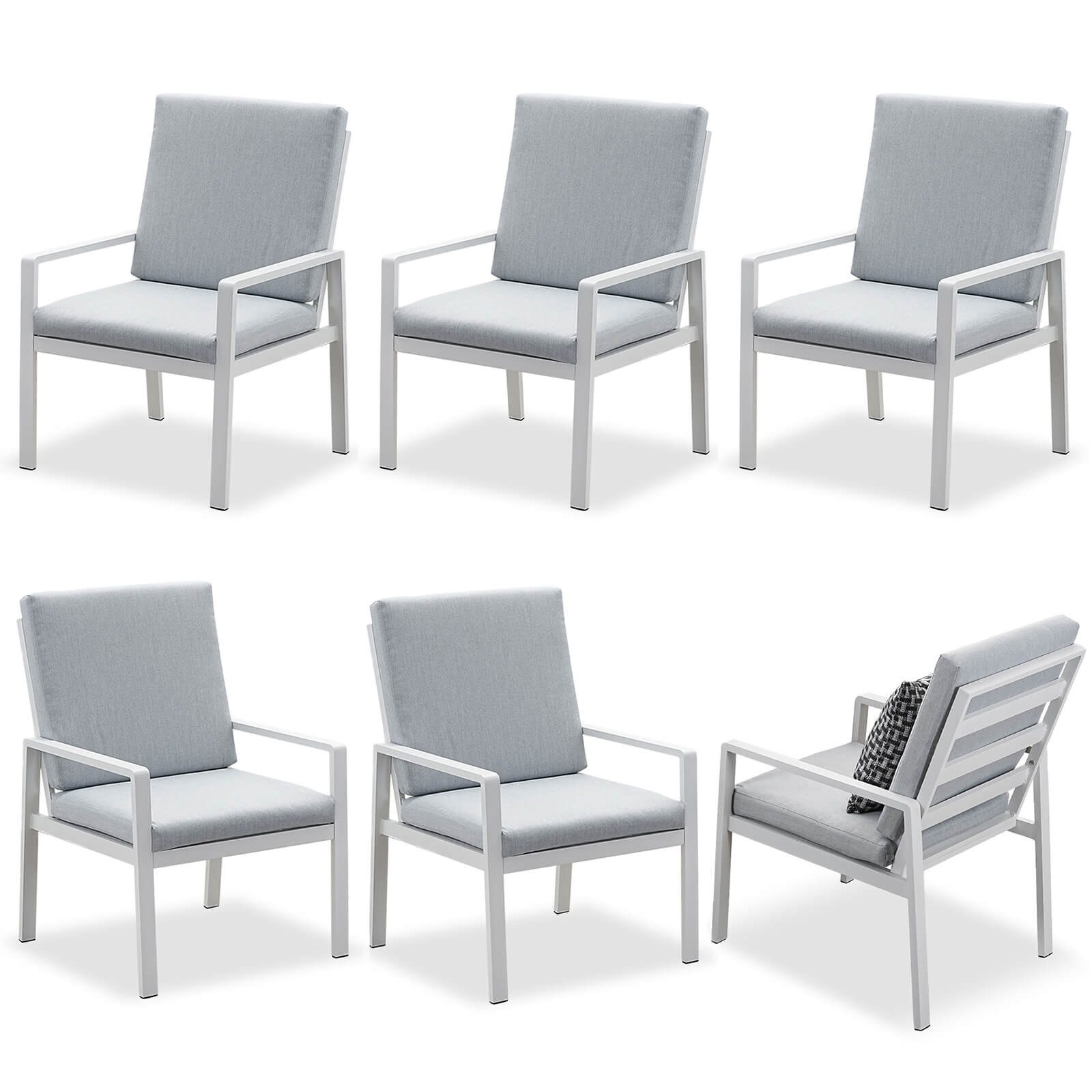 MEXO Gartenlounge-Set Gartenmöbel Set Aluminium Gartenlounge Set Esszimmerstühle wetterfester Gartenstuhl Balkonstuhl(6-tlg)