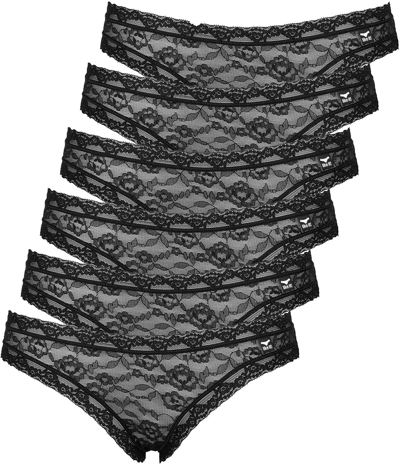 Like It! Minislip LIKE IT "6er Pack Minislip Lisa", Damen, Gr. M, schwarz, Obermaterial: 100% Polyamid PA., Unterhosen Minislip