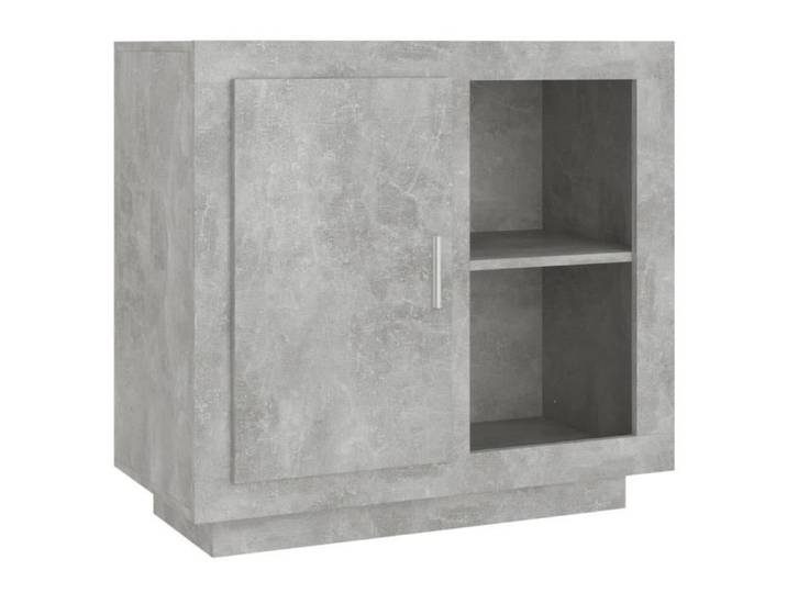 Buffet bas - Meuble de salon - Gris béton - 80x40x75 cm - 2 portes - Design contemporain