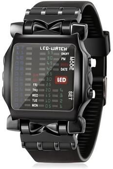 Inspired Living Crab Binary LED Watch For Men Creative Waterproof Digital Timepiece black