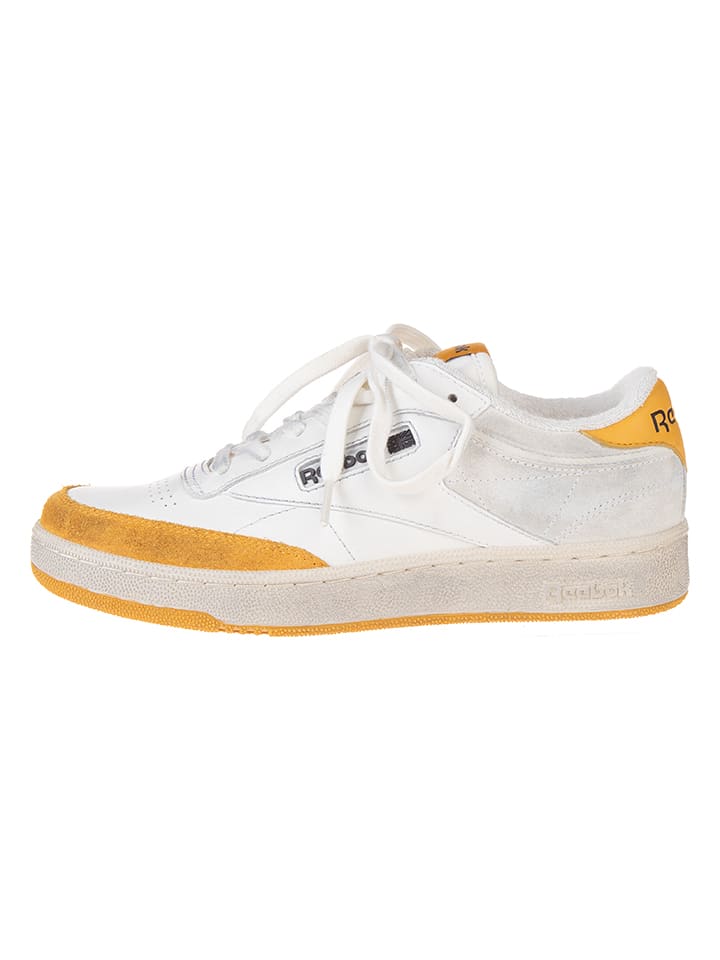 Reebok Leder-Sneakers "Club C Revenge" in Weiß/ Gelb - 42