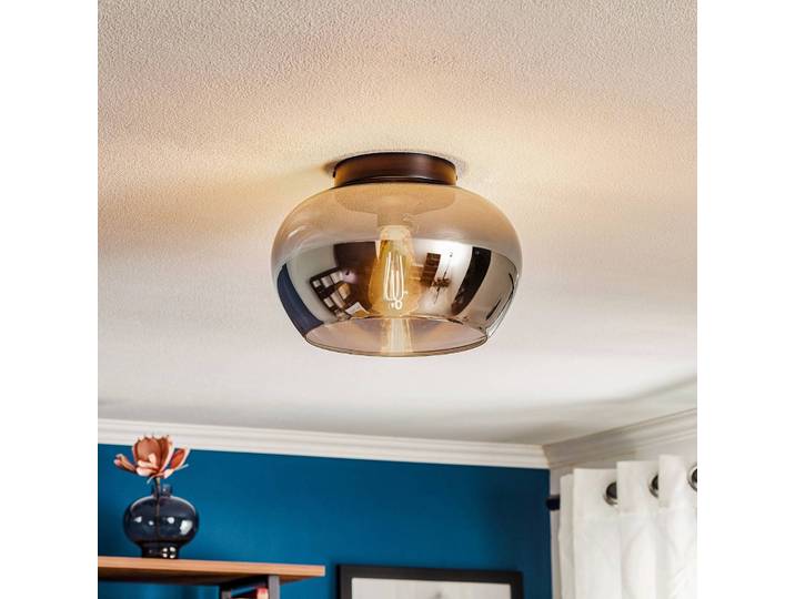 Lucide Deckenlampe Judi, dimmbar, alu / grau / zink, für Wohn- / Esszimmer, Glas, Modern, Deckenlampe