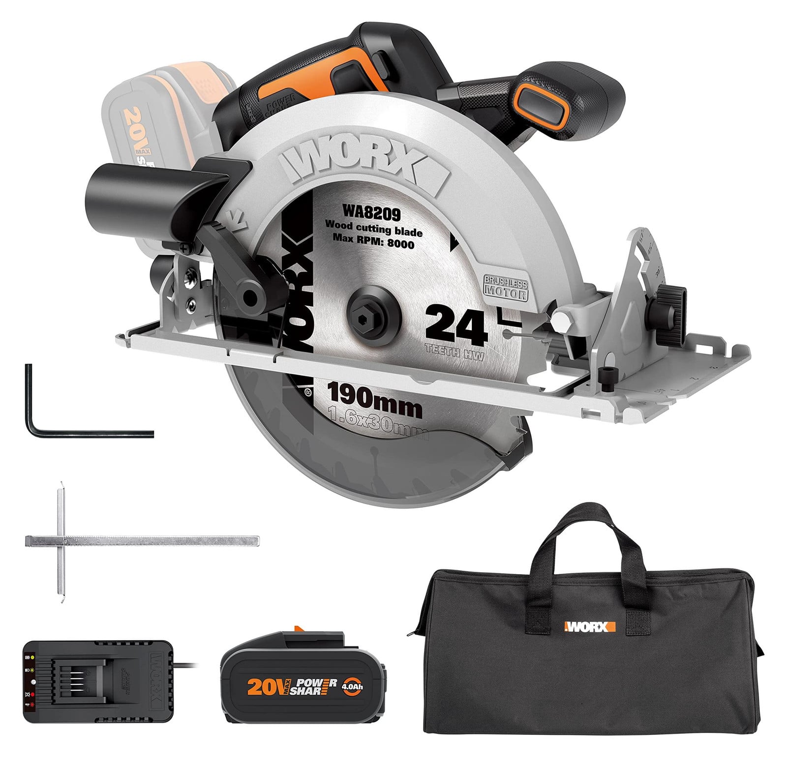 Worx WX520 Accucircelzaag 20V Borstelloos PowerShare