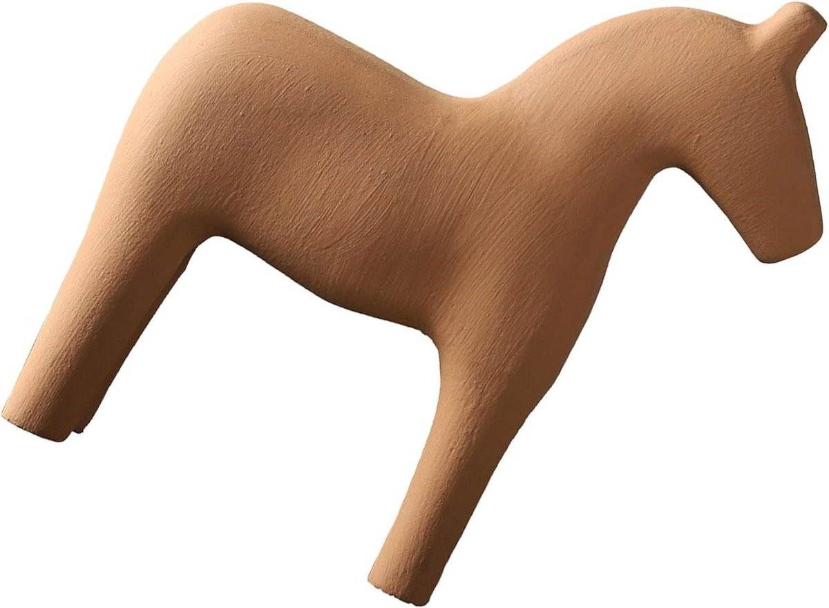 Handgeschilderd Houten Paardenbeeld Decoratie - Khaki - Lengte: 23 cm
