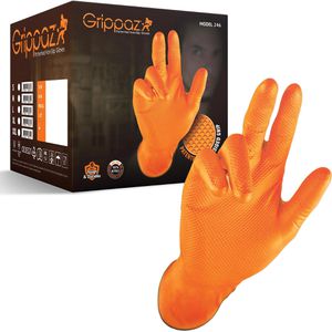 Grippaz Einmalhandschuhe Modell 246 / 306, orange, 50 Stück, Nitril, chemikalienbeständig, lebensmittelecht, Größe XL