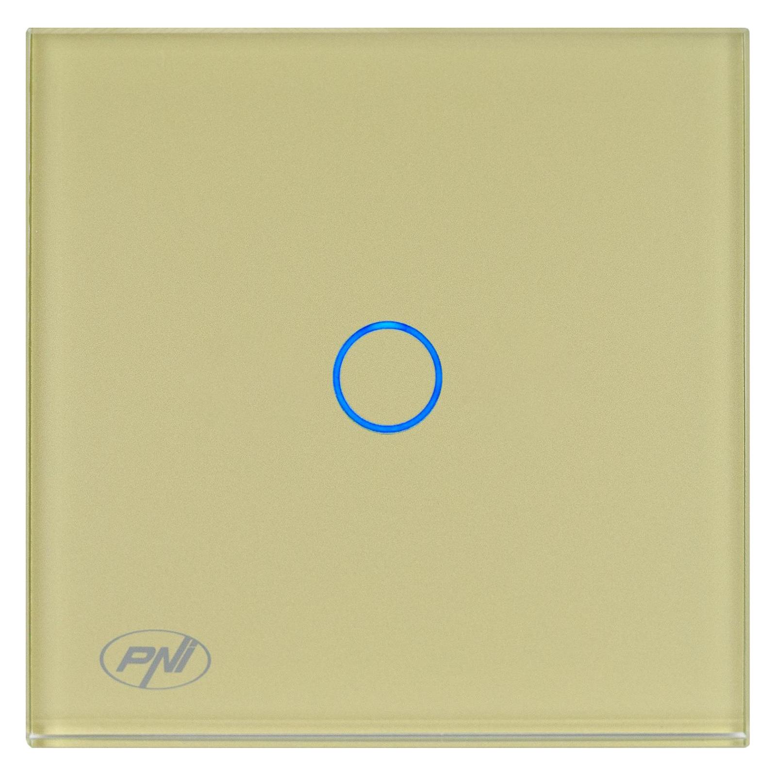 PNI Einfacher Touch-Schalter SH101G aus Glas, Gold mit goldener LED-Anzeige (43698916)