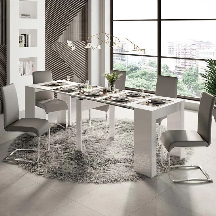 garneroarredamenti Tavolo consolle allungabile 54/252cm moderno bianco lucido Violette