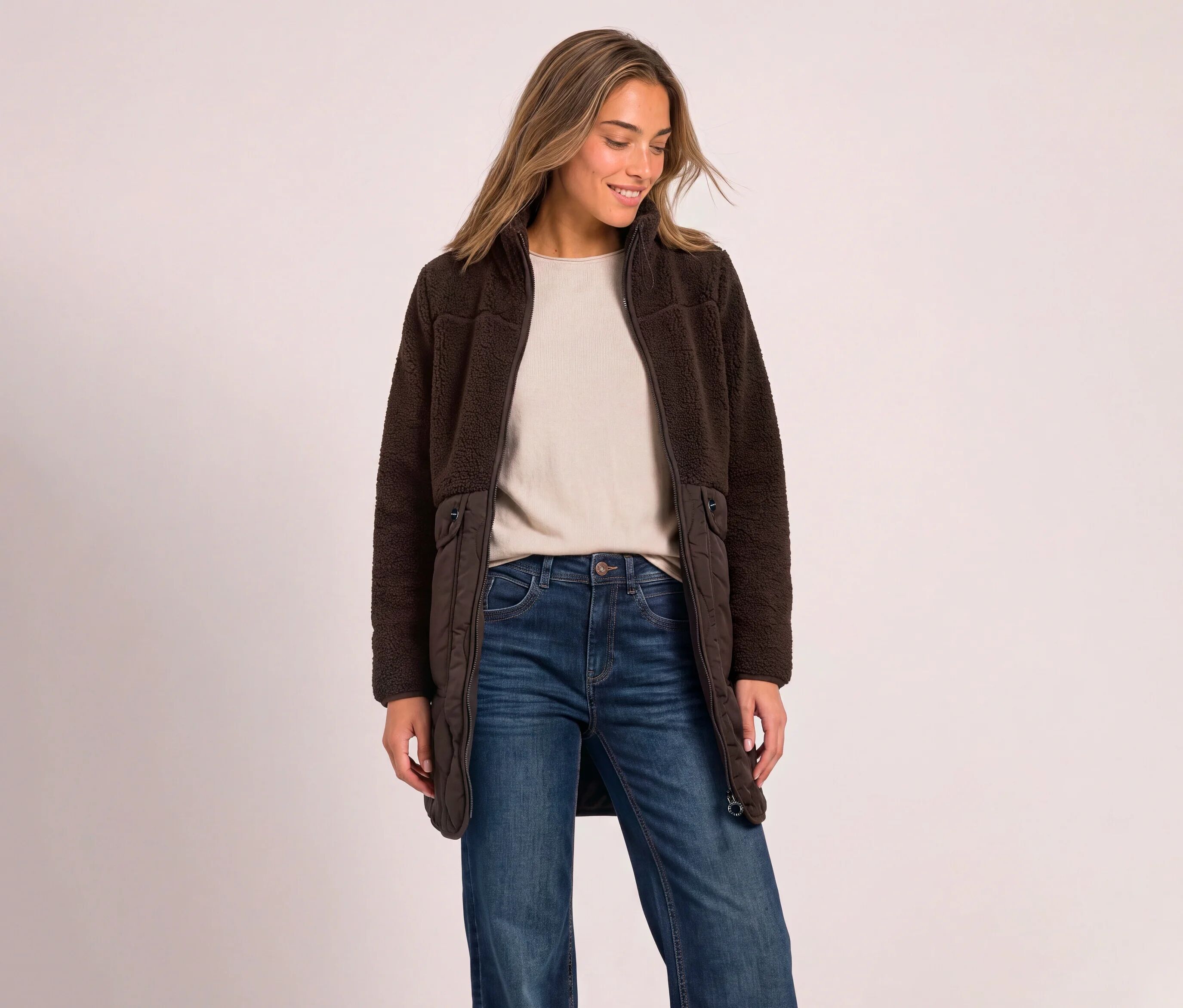 Street One Teddymantel - Damen - Gr. 40 - braun