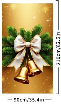 Retailers Go Merry Christmas Door Cover, Bell Garland Door Decor, Dining Table Cover, Elastic Holiday Decoration n 1pcs
