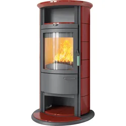 Kaminofen HARK 17 NH GT FlameKat 7 kW - Ofenkacheln: brillant-rot - Korpus: titan
