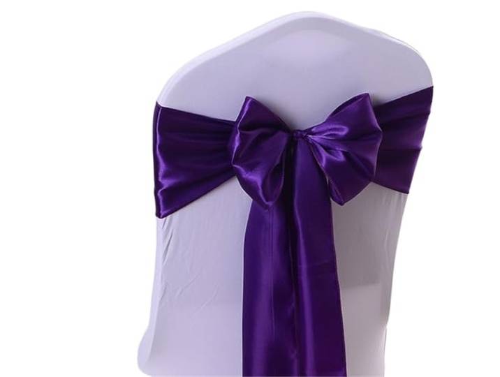 Stuhlschleifen für Hochzeiten 100 teile/los Satin Stuhl Schärpen Bogen Plain Hochzeit Knoten Band DIY Krawatten for Party Event Hotel Bankett Hause Dekorationen(Dark Purple)