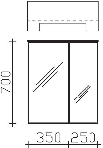 Pelipal Serie 6110 Spiegelschrank 6110-SPS05, B:600, H:710, T:170mm 6110-SPS05