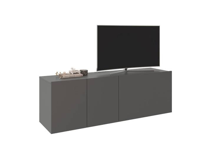 Hom`in Lowboard, Anthrazit, 3 Fächer, 150x50x42 cm, hängend, in verschiedenen Holzdekoren erhältlich, Wohnzimmer, Wohnwände, Lowboards, Lowboards hängend