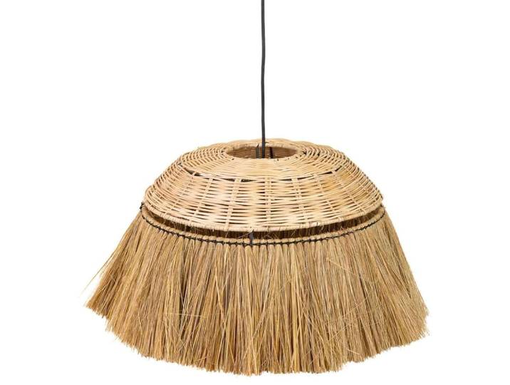 Lampe de plafond en fibre naturelle marron 50x50x30h