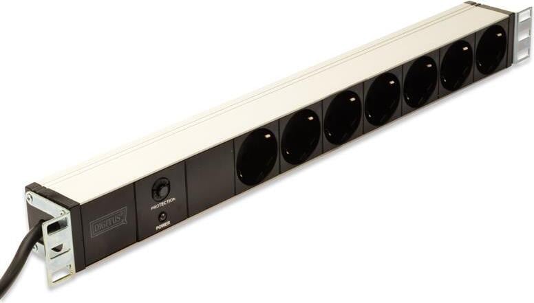 DIGITUS 19-inch stekkerdoos met 7 aansluitingen en overbelastingsbeveiliging