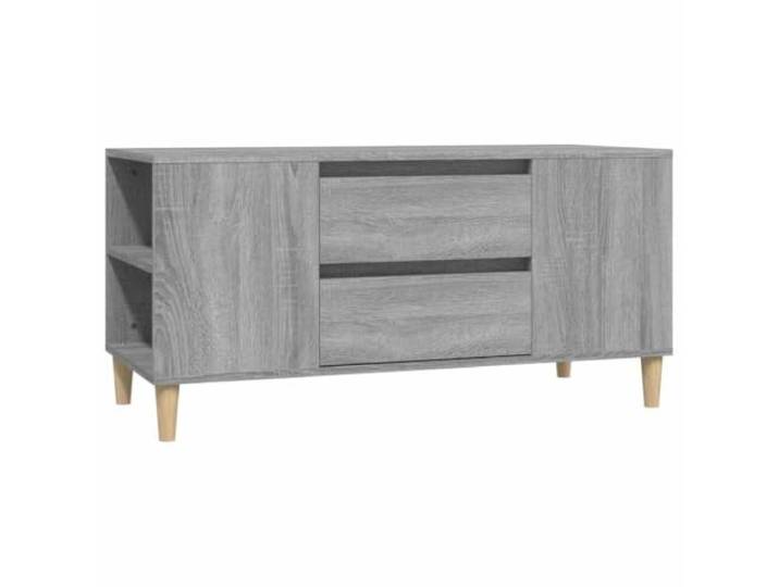 LMTYOENFG TV-Schrank Grau Sonoma 102x44,5x50 cm Lowboard Skandinavisches Fernsehmöbel im Farbton Grau Sonoma für Wohnzimmer mit 4 offenen Fächern und 2 Schubladen.