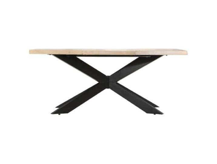 HKQWPBF Esstisch 180 x 90 x 76 cm Massives Gebleichtes Mangoholz Stahlbeine, Kreuzrahmen, industrielles Design, handgefertigt, Retro-Stil, Esszimmer, Küche, leichte Montage