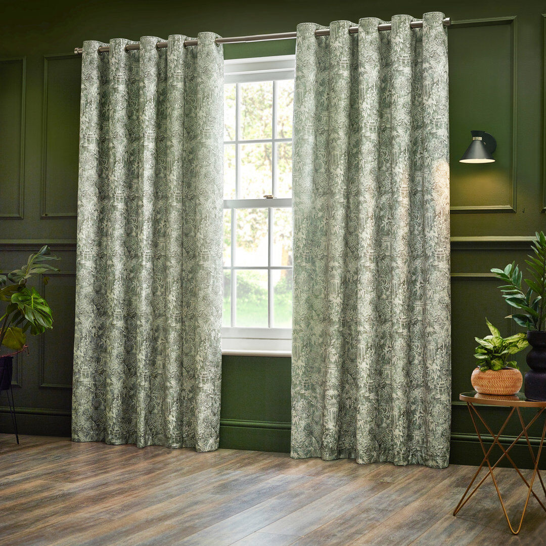 Wylder Bengal Room Darkening Curtain Green 117 W x 137 D cm