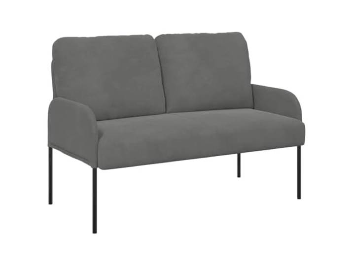 IBUQDDV Sofa mit Kissen 110cm Dunkelgrau Sperrholz Polyesterbezug, Metallbeine Schwarz, runde Kissen, Rückenlehne Polyester, einfache Pflege, modernes Design