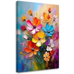 LEINWANDBILD Abstrakte bunte Blumen 40x60cm