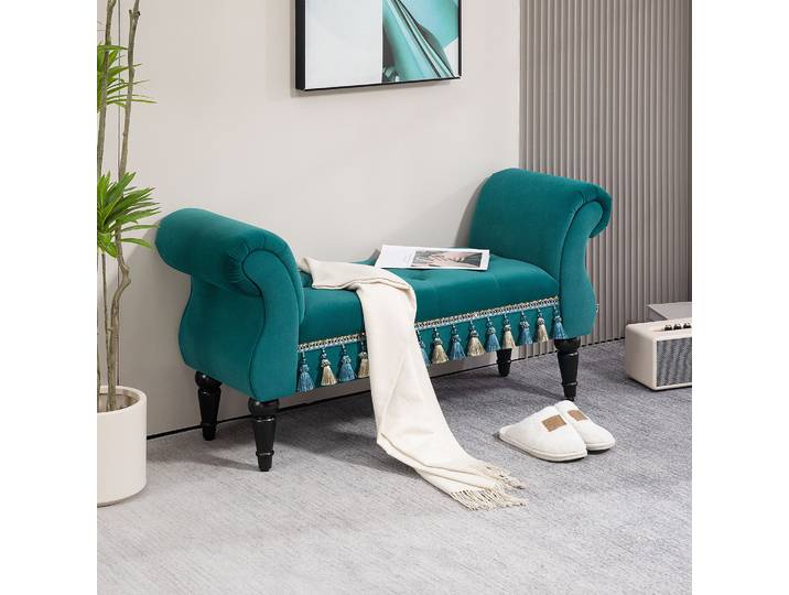 HOMCOM Banc rembourré, Sitzbank, Design vintage, jusqu'à 150 kg, 117x40x58 cm, Vert