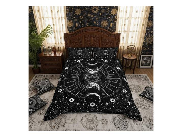 LuxusKollektion Jugendbettwäsche Bettwäsche Set 2tlg 155x220cm Exotisch Sonne Mond