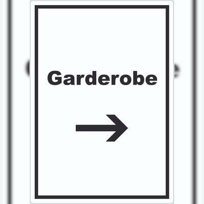 HB-Druck Garderobe Aufkleber mit Text Richtungspfeil rechts Kleidung aufbewahren hochkant A9 (37x52mm)