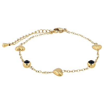 Armband ADELIA´S "Armband – Herz aus Edelstahl mit Strass Steinchen 16,5+3 cm", gold (blau), Armbänder, Damen, 20cm, Edelstahl, Armband, Ein Geschenk, das Freude macht
