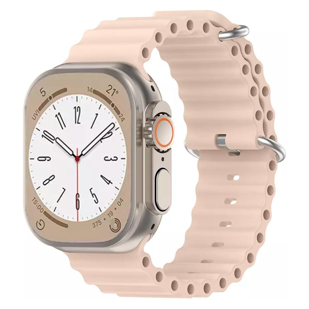 Techsuit - Watchband (W038) - Apple Watch 1/2/3/4/5/6/7/8/9/10/SE/SE 2 (38/40/41/42mm) - Pink (Edelstahl, Silikon) (56340707)