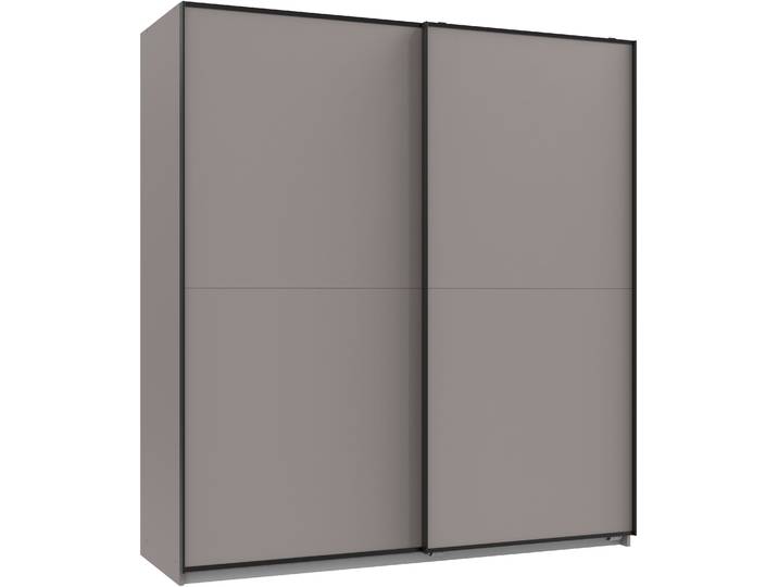 Schwebetürenschrank WIMEX Neu-Ulm in der Breite 180cm, in verschiedenen Farben erhältlich , schwarz (saharagrau, absetzung schwarz), B:180cm H:198cm T:65cm, Holzwerkstoff, Schränke, Schwebetürenschrank, Mit schwarzen Griffleisten