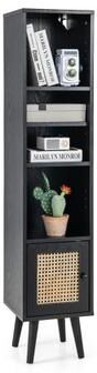 Costway 4 Tiers Rattan Storage Cabinet with Slim Design-Black