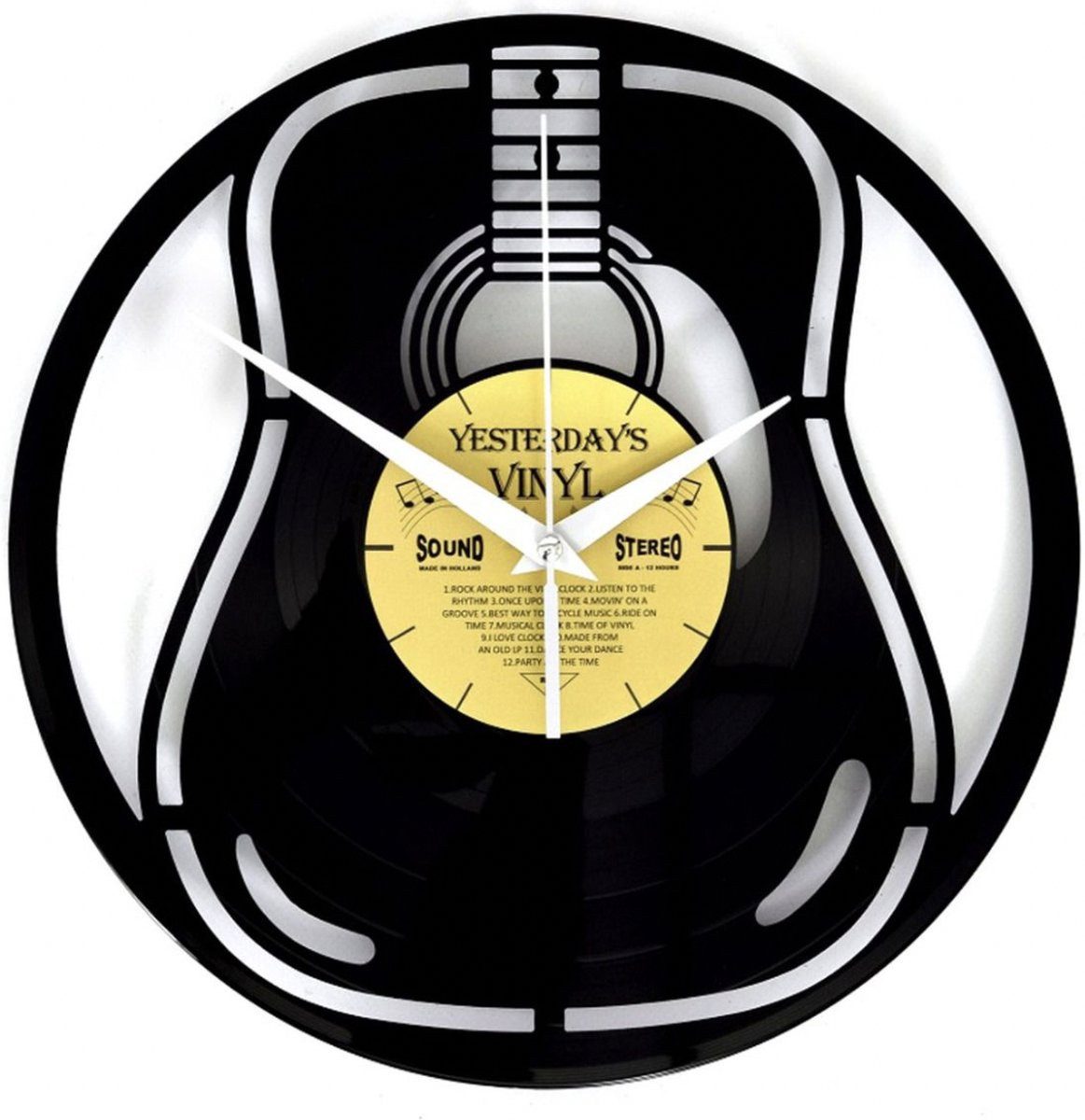 Bennies Fifties Analoge Vinyl Klok met Akoestische Gitaar Motief