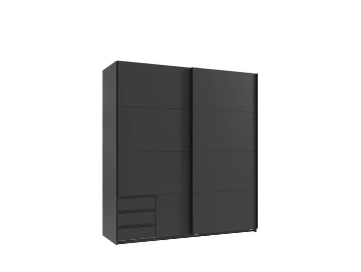 Schwebetürenschrank 2-trg. Kleiderschrank 179 cm Grafit Außenschubladen Ausstattung / 22693