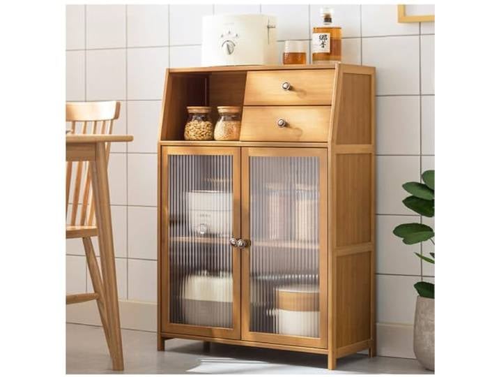ZORZA Küchenvorratsschrank mit Schublade und offenem Mikrowellenregal, Vorratsschrank, freistehende Kommode für Home Office, Schlafzimmer, Bad und Esszimmer,69×98cm/27×38.5in