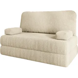 BETTSOFA KESTE aus Schaumstoff Bucle-Stoff Creme Schlaffunktion