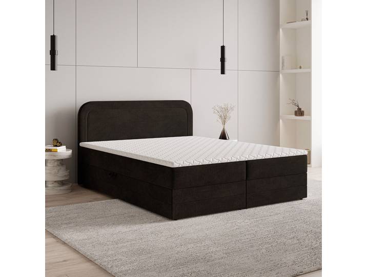 Masseno Boxspringbett ARMEL mit Bettkästen 140x200 cm - Braun, MONOLITH 29
