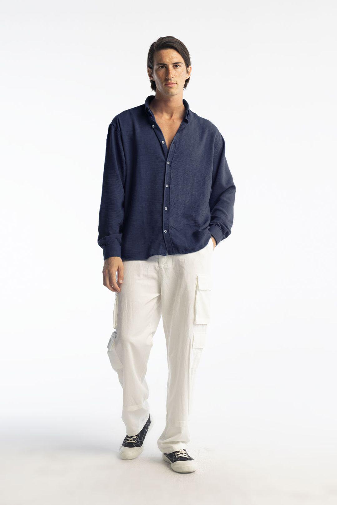 Übergroßes Button-Down Langarmhemd