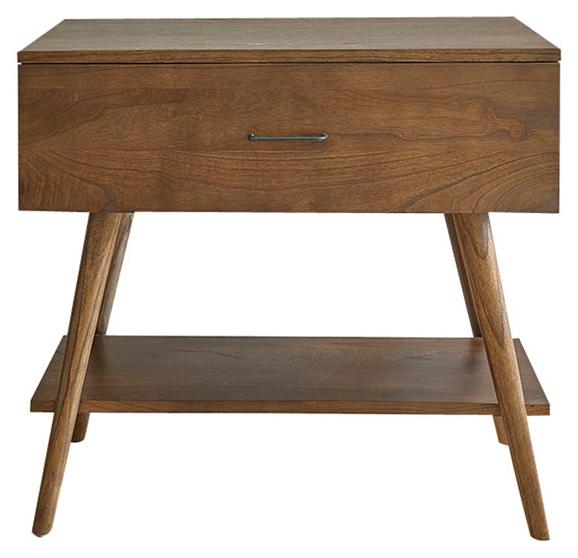 Waschbeckenunterschrank aus massivem Mindi-Holz