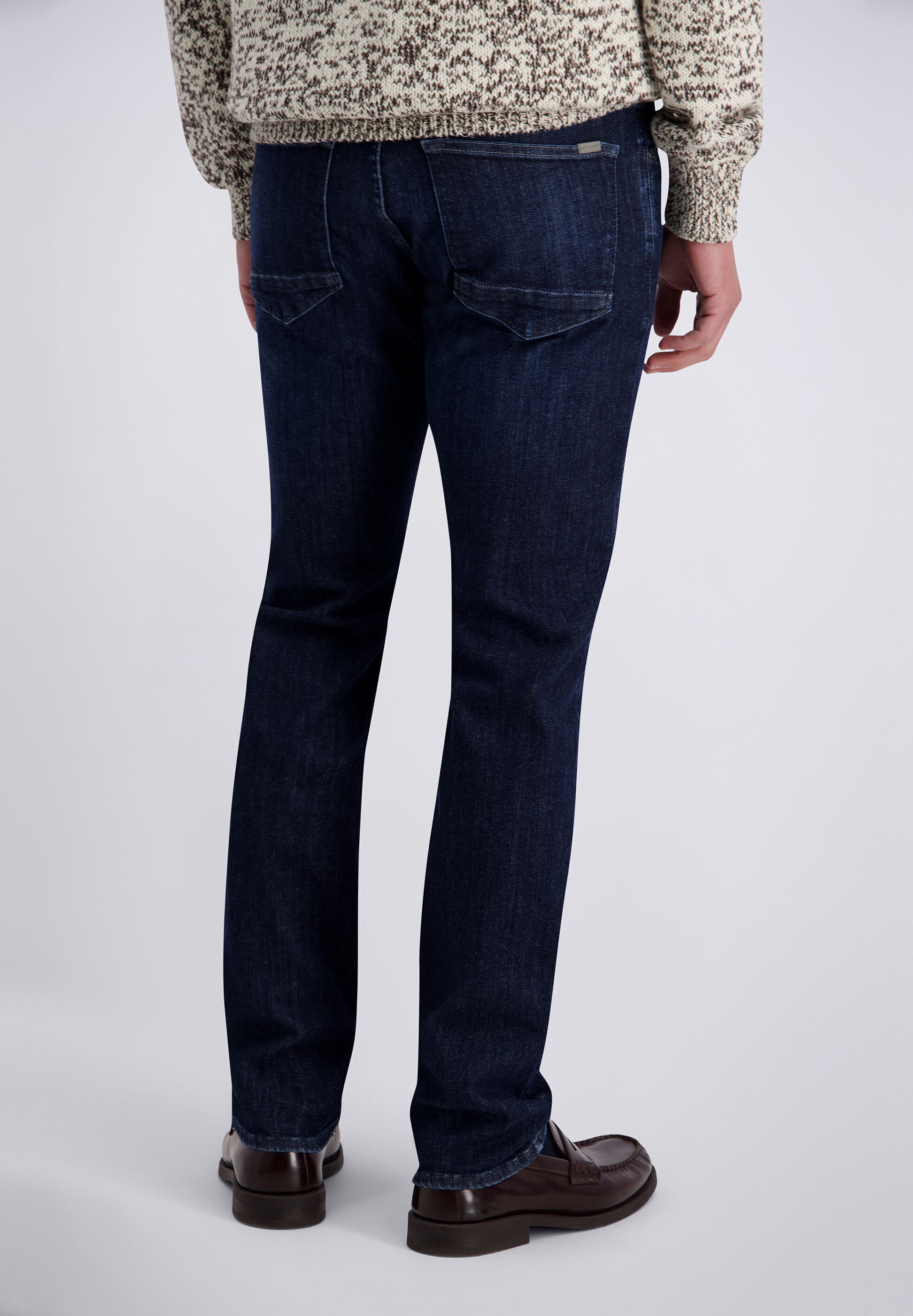 Tapered-fit-Jeans PIERRE CARDIN "Lyon Tapered", Herren, Gr. W34/L32, Länge 32, blau (dunkelblau used), Obermaterial: 92% Baumwolle CO. 5% Elastomultiester ELE. 3% Elasthan EL., uni, tapered fit, Jeans, aus Dual-FX-Stretch-Qualität