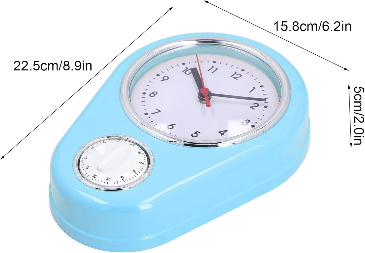 Multifunctionele Stille Quartz Wandklok van 9 Inch voor Thuis en Keuken in Blauw