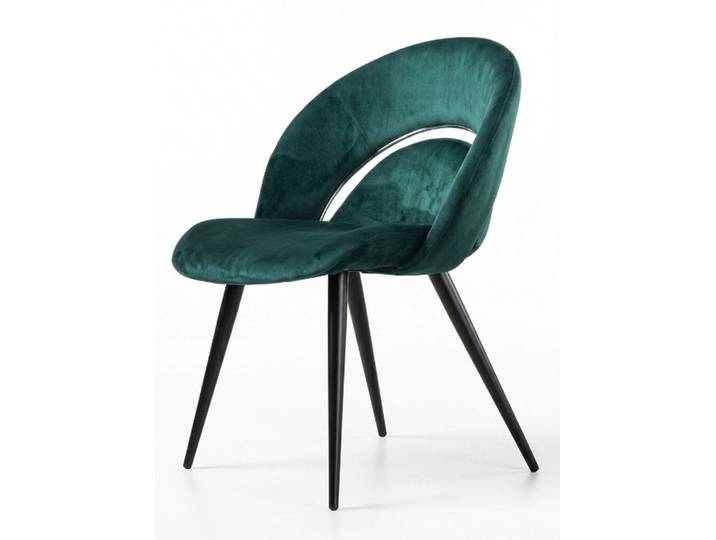 Xlmoebel Esszimmerstuhl Mid-Century Esszimmerstuhl Grün Velours Ovaler Schwarz (1-tlg)