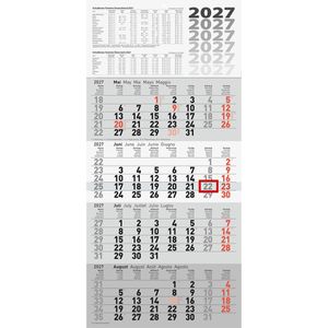Rido-Ide 4-Monatskalender 7033420007, mit Ferienübersicht, 4 Monate = 1 Blatt, mit Datumsschieber, 33 x 64 cm, Jahr 2027