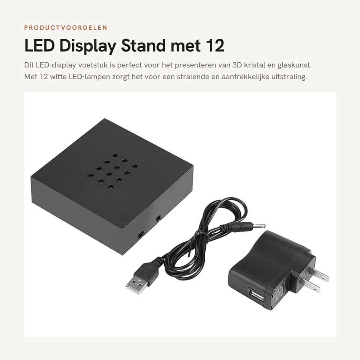 Dailygoods LED Display Stand met 12 Witte Lichten voor Glaskunst