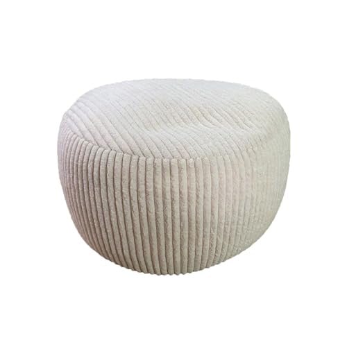 Relaxdays Poef Beige Corduroy met Afneembare Hoes, H x B: 25 x 35 cm