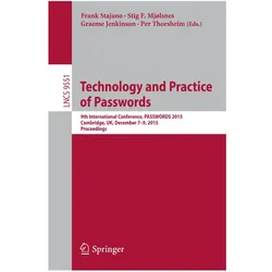Technology and Practice of Passwords, Fachbücher von G. Jenkinson, S. F. Mjølsnes, F. Stajano, P. Thorsheim