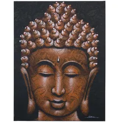 Buddah Painting - Copper Brocade Detail