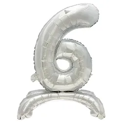 Papstar 24x Folienluftballon 73 cm silber `6` stehend