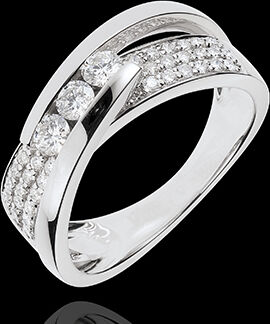 Edenly Ring Zauberwelt - Trilogie SeiltÃ¤nzerin WeiÃŸgold mit DiamantpavÃ© - 45