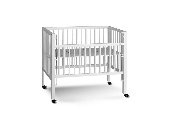 tiSsi Beistellbett Maxi, Weiß, Holz, Buche, massiv, 94x56x94 cm, höhenverstellbar, sehr stabil, Babymöbel, Babybetten, Beistellbetten