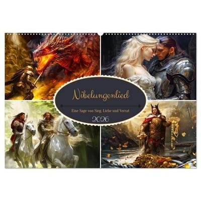 Nibelungenlied - Eine Sage von Sieg, Liebe und Verrat (Wandkalender 2026 DIN A2 quer), CALVENDO Monatskalender